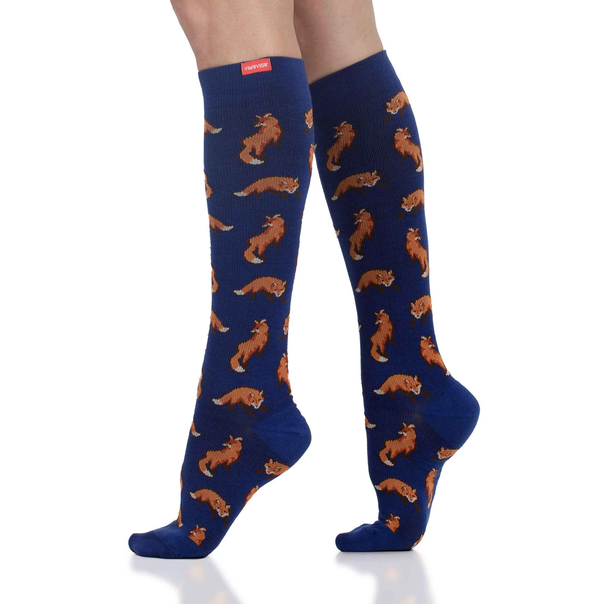 Cotton 15-20 mmHg Knee High in Foxes Pattern