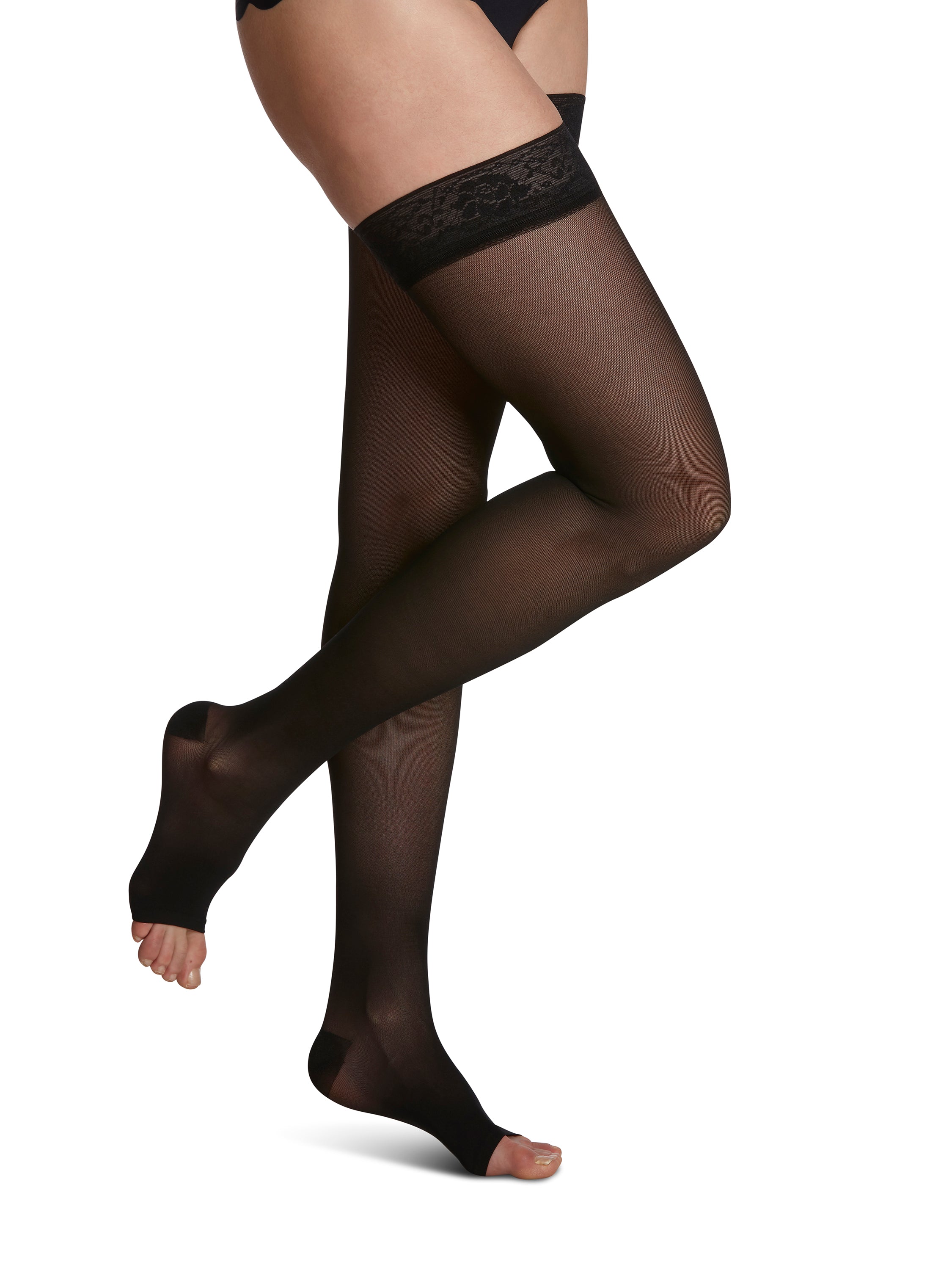 Sigvaris Women's Style Sheer Thigh High with OPEN Toe in Fashion Colors