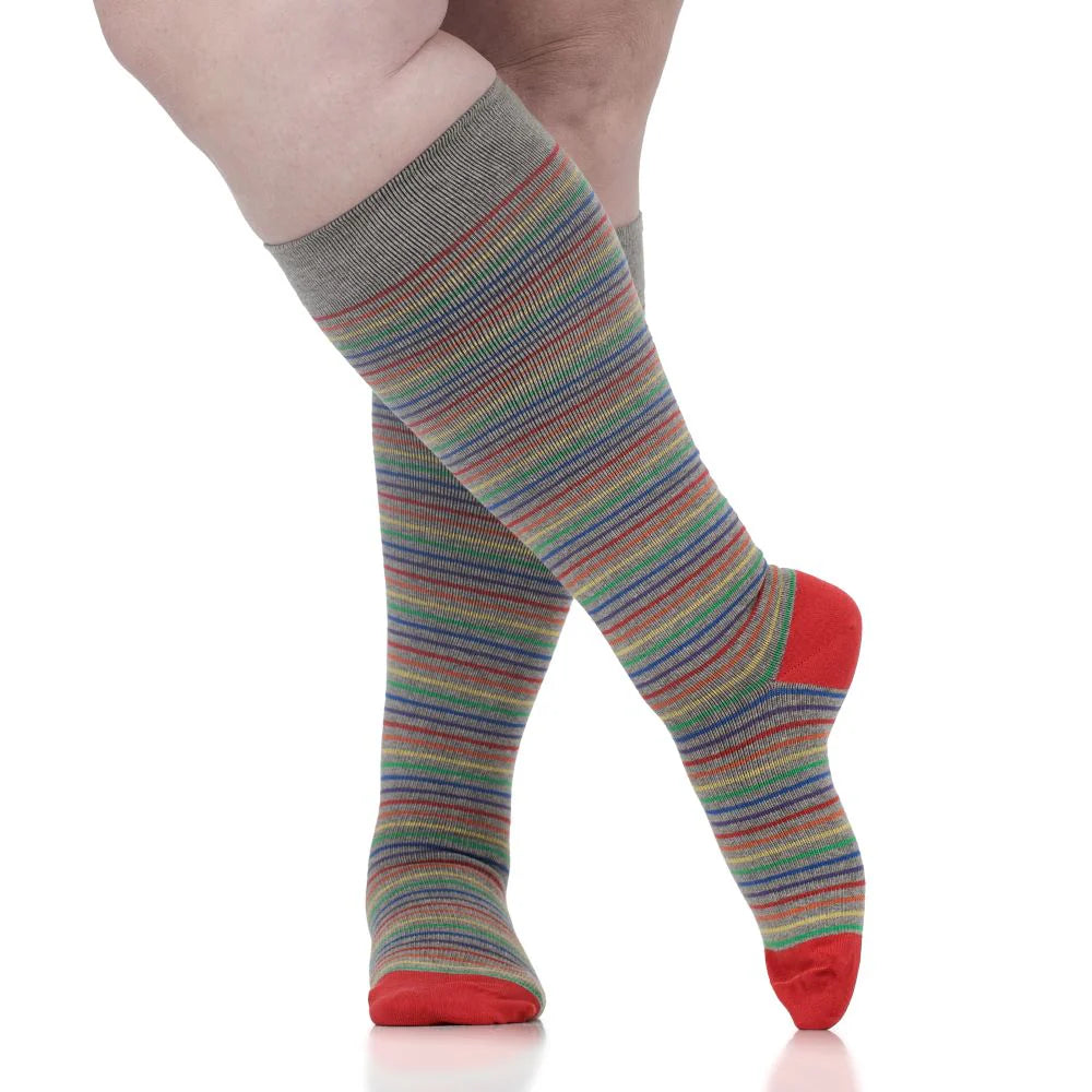 Cotton 15-20 mmHg Royal Pinstripe Knee High Compression Sock