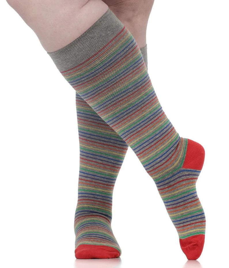 Cotton 15-20 mmHg Royal Pinstripe Knee High Compression Socks