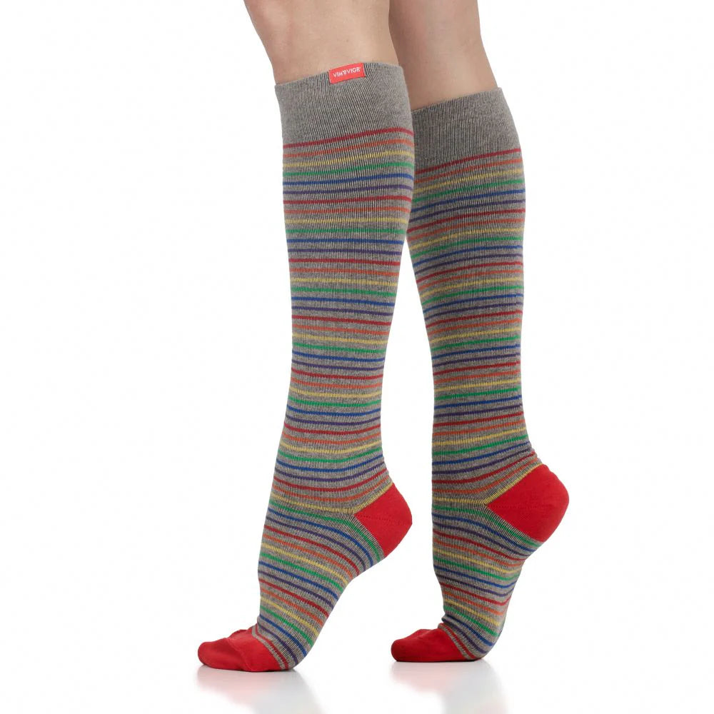Cotton 15-20 mmHg Royal Pinstripe Knee High Compression Sock