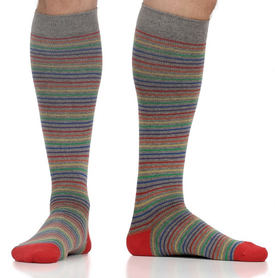 Cotton 15-20 mmHg Royal Pinstripe Knee High Compression Socks