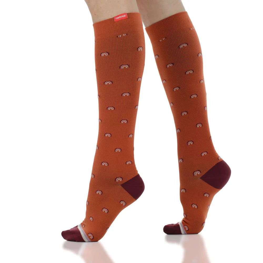 SALE! Nylon 15-20 mmHg Knee High Compression Socks in Rainbow Pattern