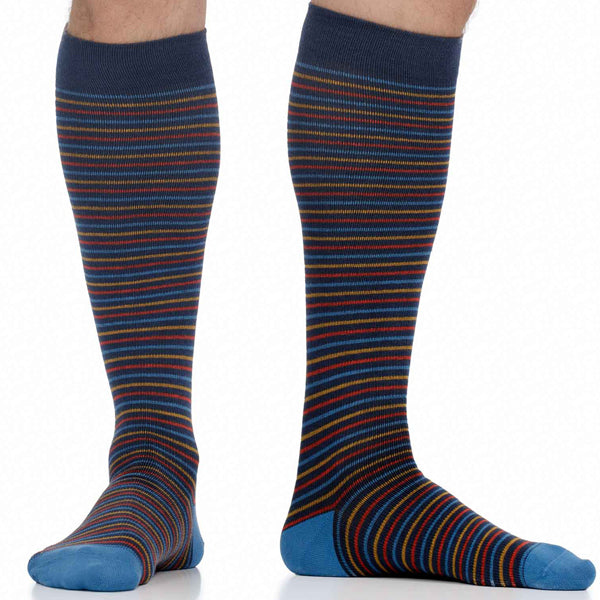 Merino Wool 15-20 mmHg Compression Knee High Socks in Simple Stripe
