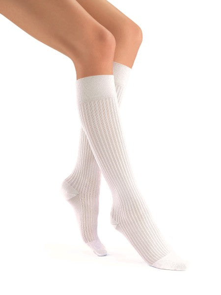 Jobst Women's SoSoft White 8-15mmHg Ribbed Pattern Knee Highs