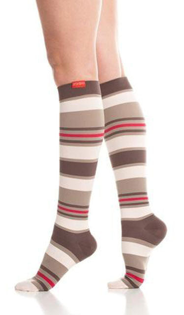 Nylon Stripe Brown Nylon XL 15-20 mmHg Compression Socks by Vim & Vigr