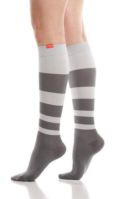 Nylon Stripe Charcoal Grey XL 15-20 mmHg Compression Socks by Vim & Vigr